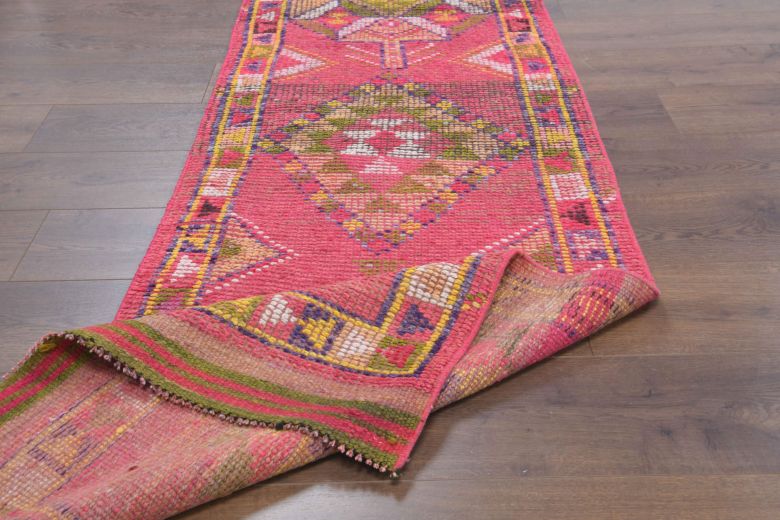 Hand-Knotted Vintage Runner Rug