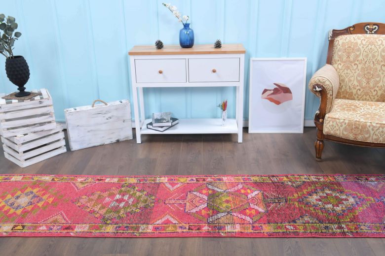 Hand-Knotted Vintage Runner Rug