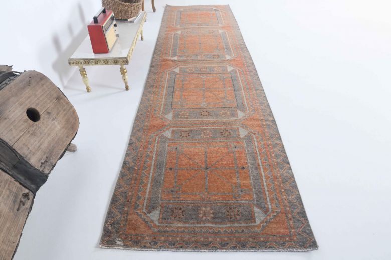 Burnt Orange Vintage Runner Rug