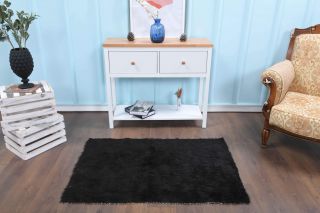 Vintage Black Flatweave Small Rug - Thumbnail