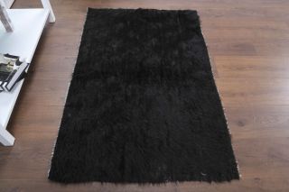 Vintage Black Flatweave Small Rug - Thumbnail