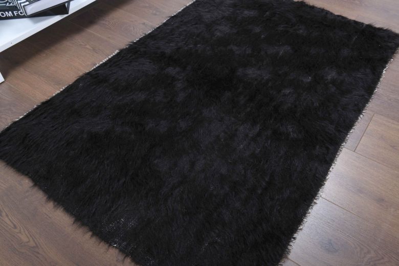 Vintage Black Flatweave Small Rug