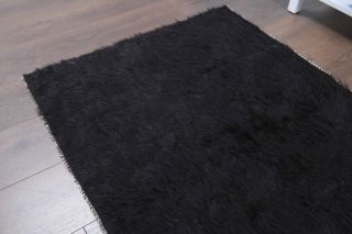 Vintage Black Flatweave Small Rug - Thumbnail