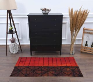 Red & Brown Vintage Small Rug - Thumbnail