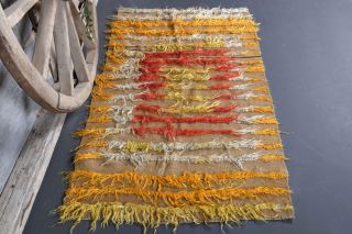 Angora Wool Vintage Small Rug - Thumbnail