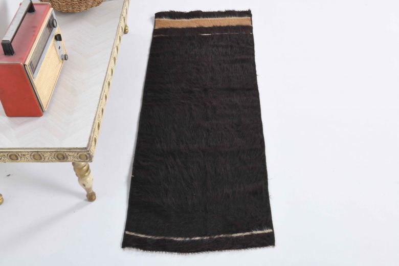 Black Flatweave Vintage Small Rug