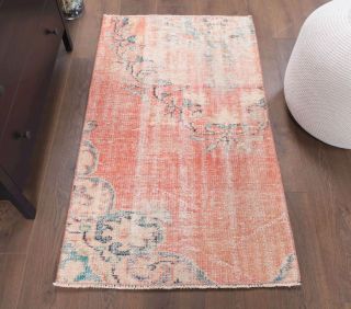 Vintage Faded Red Rug - Thumbnail