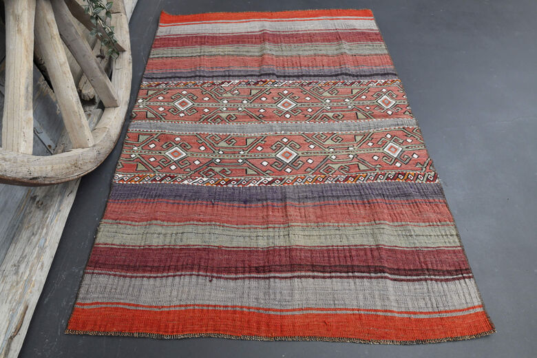 Vintage Turkish Kilim Rug 3x5