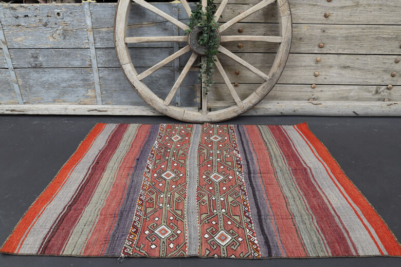 Vintage Turkish Kilim Rug 3x5