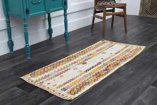 White Royal Kilim Runner - Thumbnail