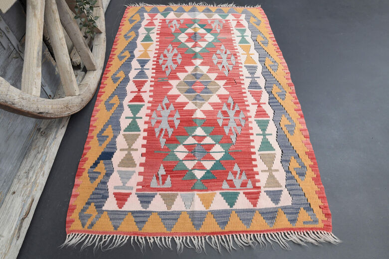 Vintage Small Rug Vegetable Dyed