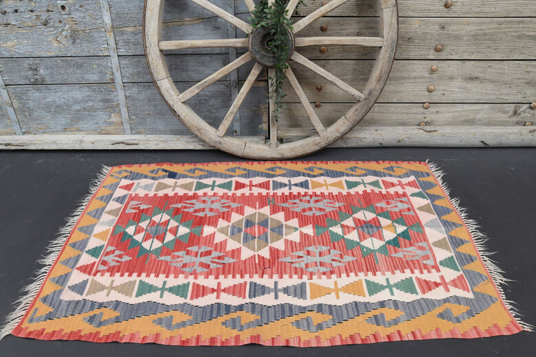 Vintage Small Rug Vegetable Dyed