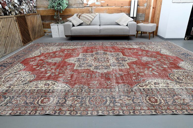 Red Oversized Vintage Rug