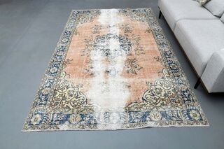 Distressed Orange Vintage Rug - Thumbnail