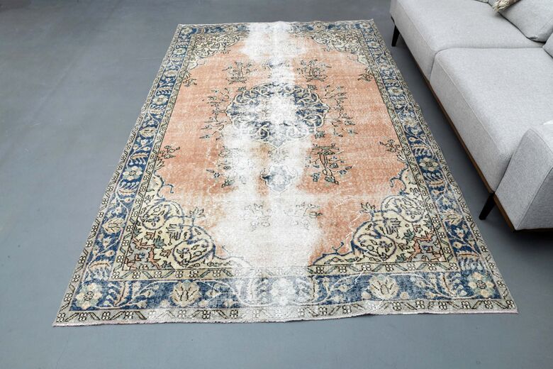 Distressed Orange Vintage Rug