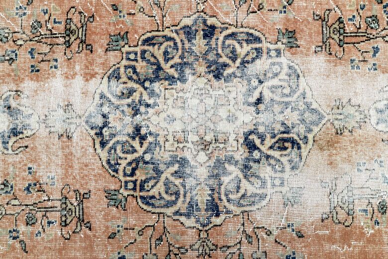 Distressed Orange Vintage Rug