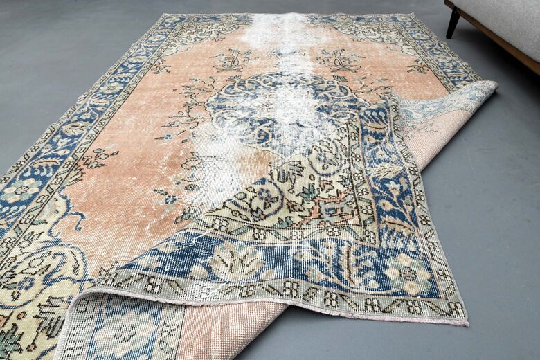 Distressed Orange Vintage Rug