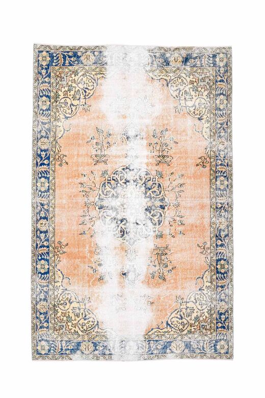 Distressed Orange Vintage Rug