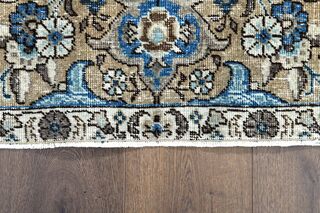 Orange & Navy Vintage Turkish Area Rug - Thumbnail