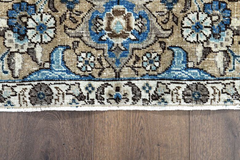 Orange & Navy Vintage Turkish Area Rug