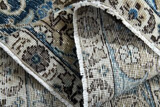 Orange & Navy Vintage Turkish Area Rug - Thumbnail