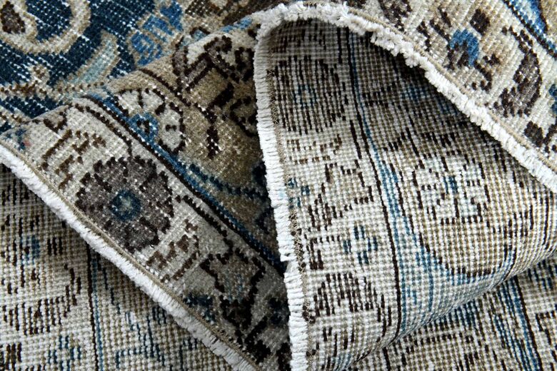 Orange & Navy Vintage Turkish Area Rug