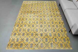 Damask Yellow Anatolian Vintage Area Rug - Thumbnail