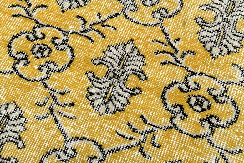 Damask Yellow Anatolian Vintage Area Rug