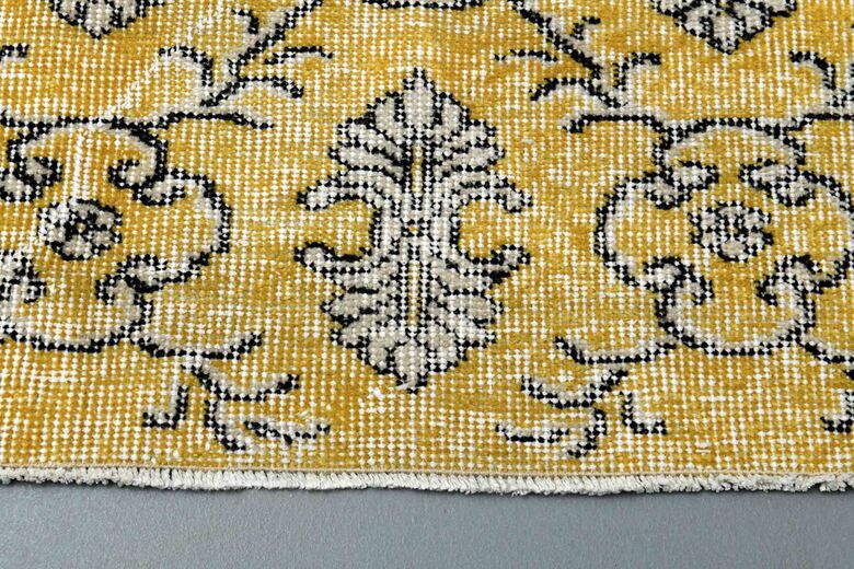 Damask Yellow Anatolian Vintage Area Rug