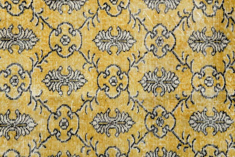 Damask Yellow Anatolian Vintage Area Rug