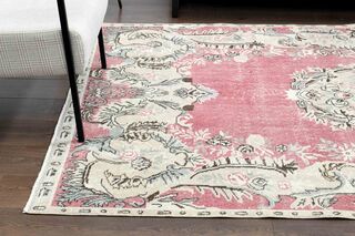Shabby Chic Decor - Pink Oushak Vintage Rug - Thumbnail