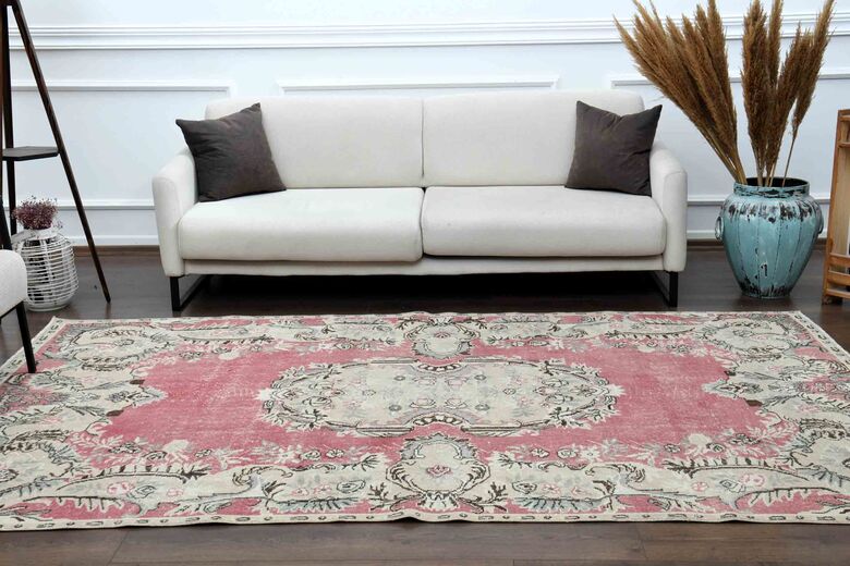 Shabby Chic Decor - Pink Oushak Vintage Rug