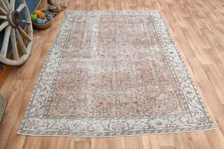 Hereke Floral Vintage Turkish Rug - Thumbnail