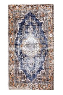 Orange Blue Turkish Rug - Thumbnail