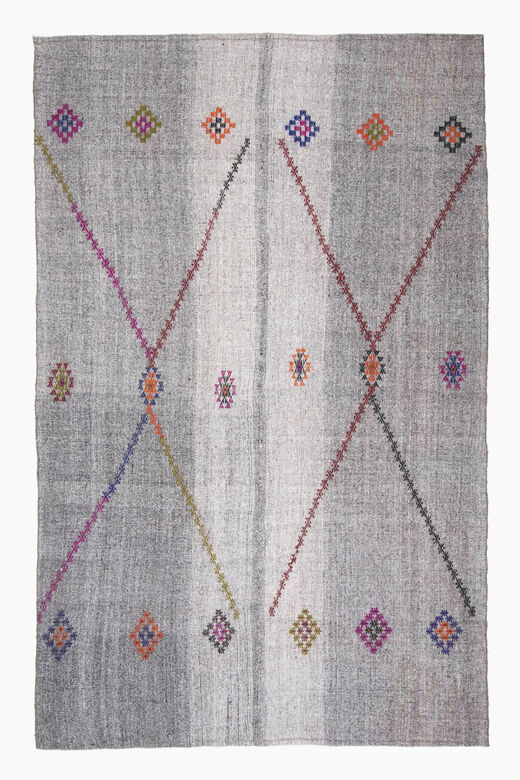 7x10, Abstract Vintage Kilim Rug