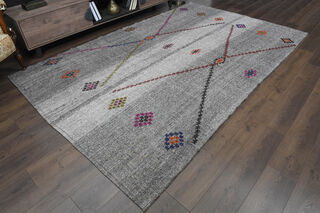7x10, Abstract Vintage Kilim Rug - Thumbnail