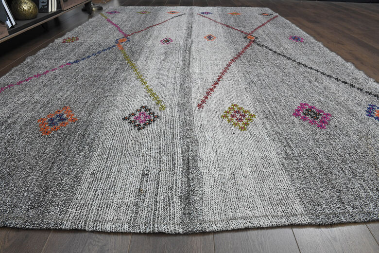 7x10, Abstract Vintage Kilim Rug