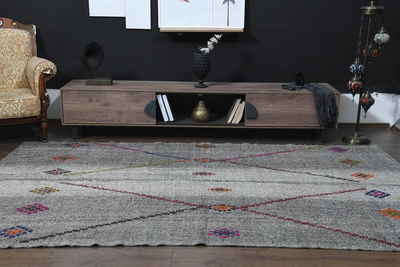 7x10, Abstract Vintage Kilim Rug