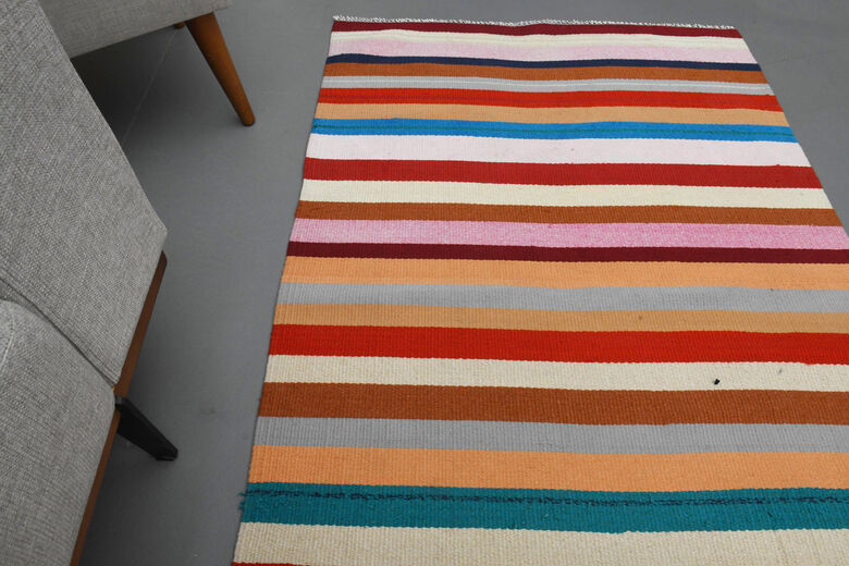 Flatweave Colorful Vintage Kilim Runner