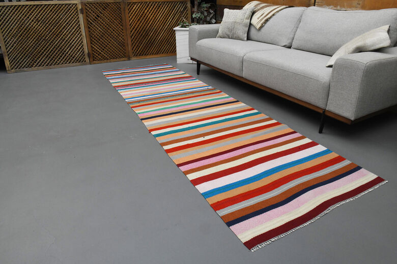 Flatweave Colorful Vintage Kilim Runner