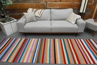 Flatweave Colorful Vintage Kilim Runner - Thumbnail