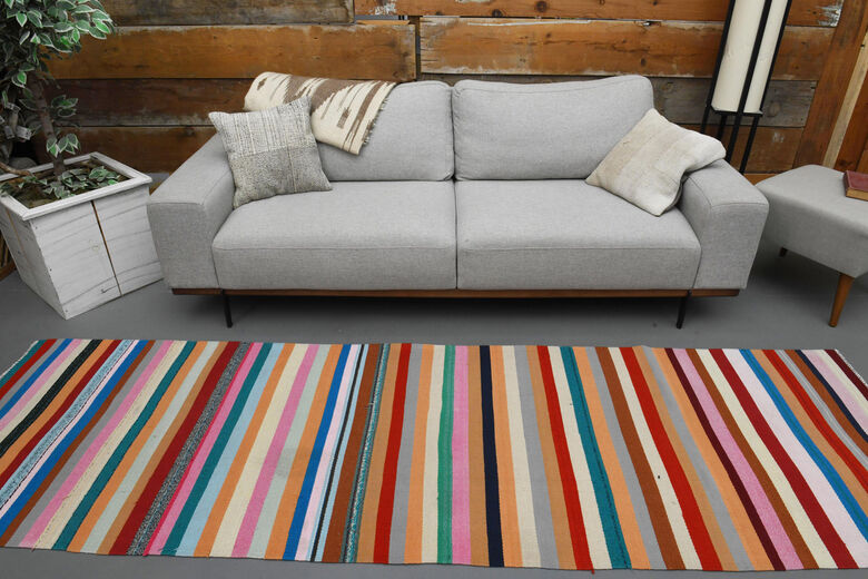 Flatweave Colorful Vintage Kilim Runner