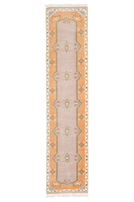 Faded Yellow Handmade Oushak Runner Rug