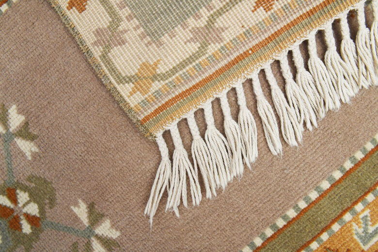 Faded Yellow Handmade Oushak Runner Rug