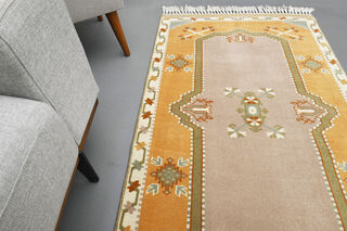 Faded Yellow Handmade Oushak Runner Rug - Thumbnail
