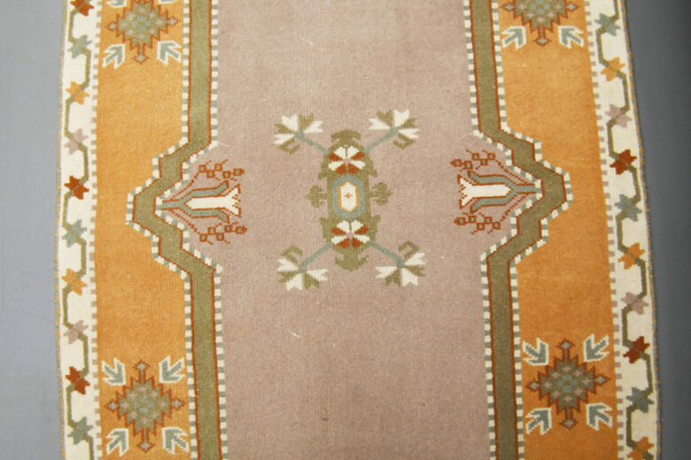 Faded Yellow Handmade Oushak Runner Rug