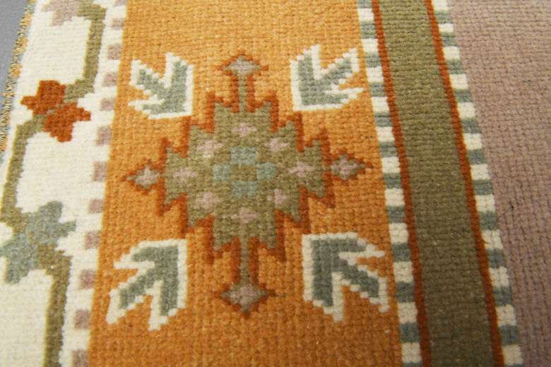Faded Yellow Handmade Oushak Runner Rug