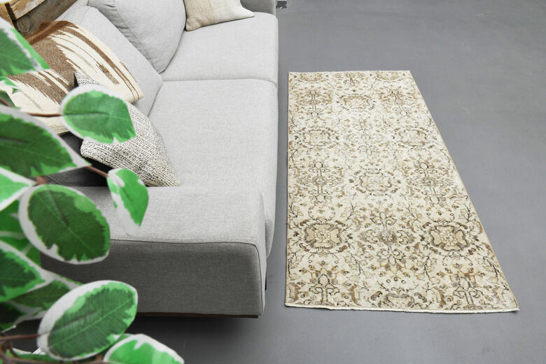 Floral Pattern Eclectic Anatolian Short Runner