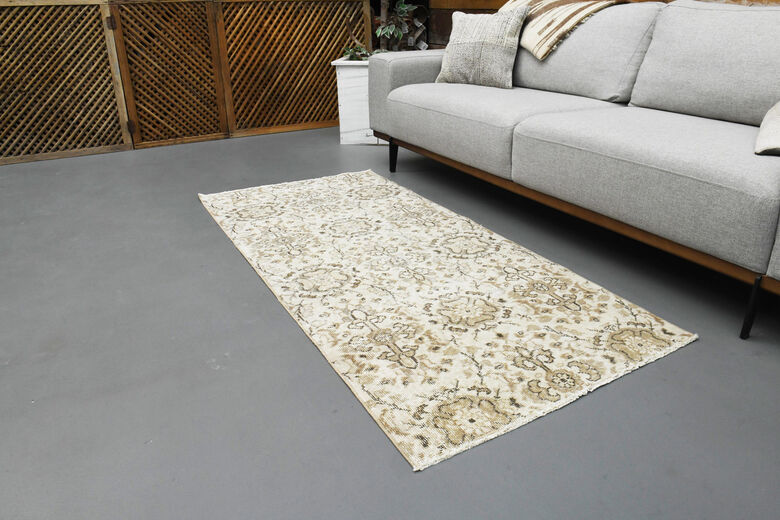 Floral Pattern Eclectic Anatolian Short Runner