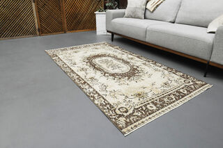 Beige Handmade Oushak Area Rug - Thumbnail